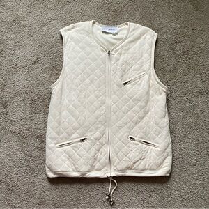 Vittadini Sport ~ Ivory Quilted Vest ~ Cinch Bottom ~ Pockets ~ Size L